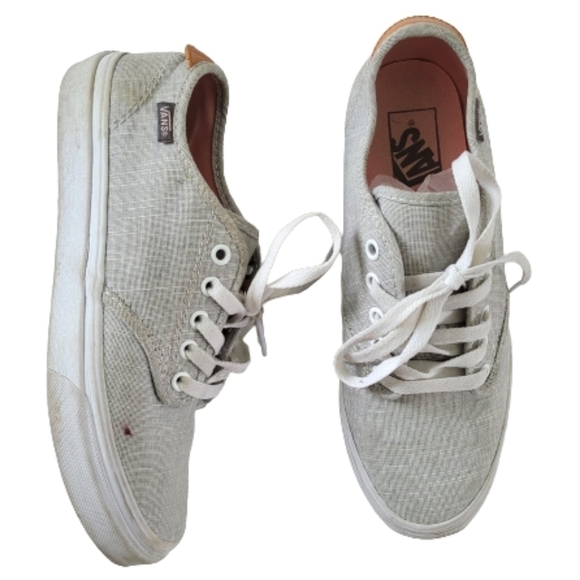 Vans Low Top Linen Sneaker with Leather Accents - Picture 1 of 9